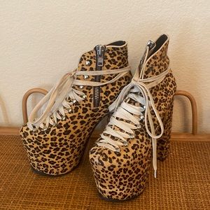 Not made anymore! Calf hair leopard Unif Hellbound platform boots